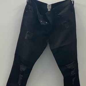 GapXGQ Black Ripped Moto Skinny Jeans
